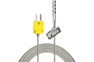 PerfectPrime TL3163K K-Type Thermocouple Temperature Sensor Probes 316L stainless steel 752°F, Open Hole Clip for Air Temperature