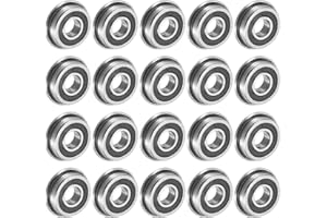 uxcell F695-2RS Flanged Ball Bearing 5x13x4mm Double Sealed Chrome Steel Flange Bearings, 20pcs