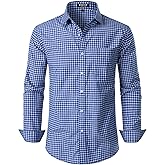 JEMITOP Men's Transitional Weather Slim Fit Long Sleeve Button Down Shirt Business Casual Dress Shirts with Pocket