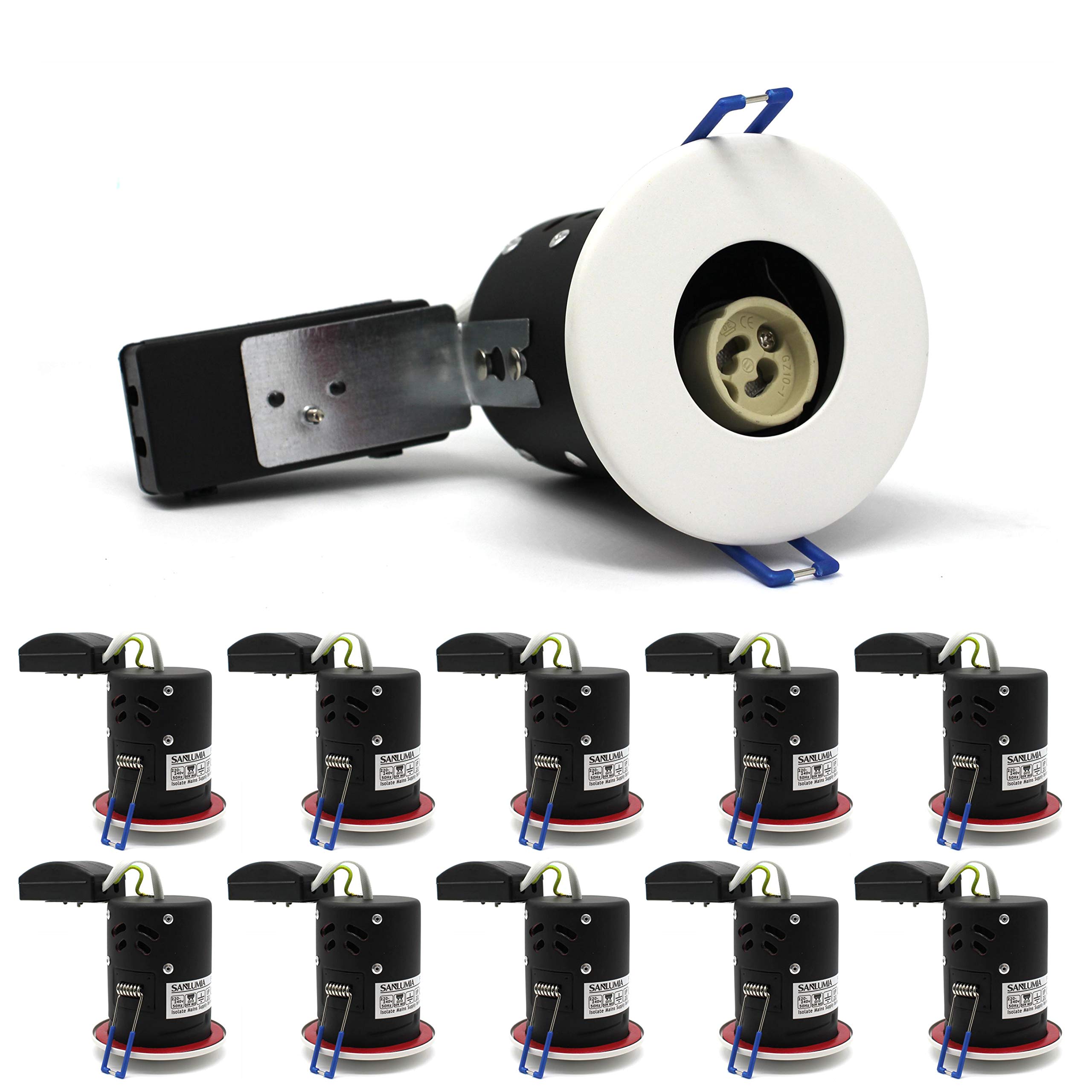 sanlumia 10 X LED Fire Rated Downlight Can GU10 Recessed Ceiling Twist & Lock Interchangeable Downlight IP20 White