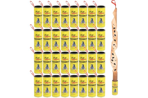 WD&CD 33 Pcs Fly Paper Strips, Sticky Fly Ribbons Traps, Fly Tape Trap Ribbons for Indoor and Outdoor Catcher for Fruit Flies