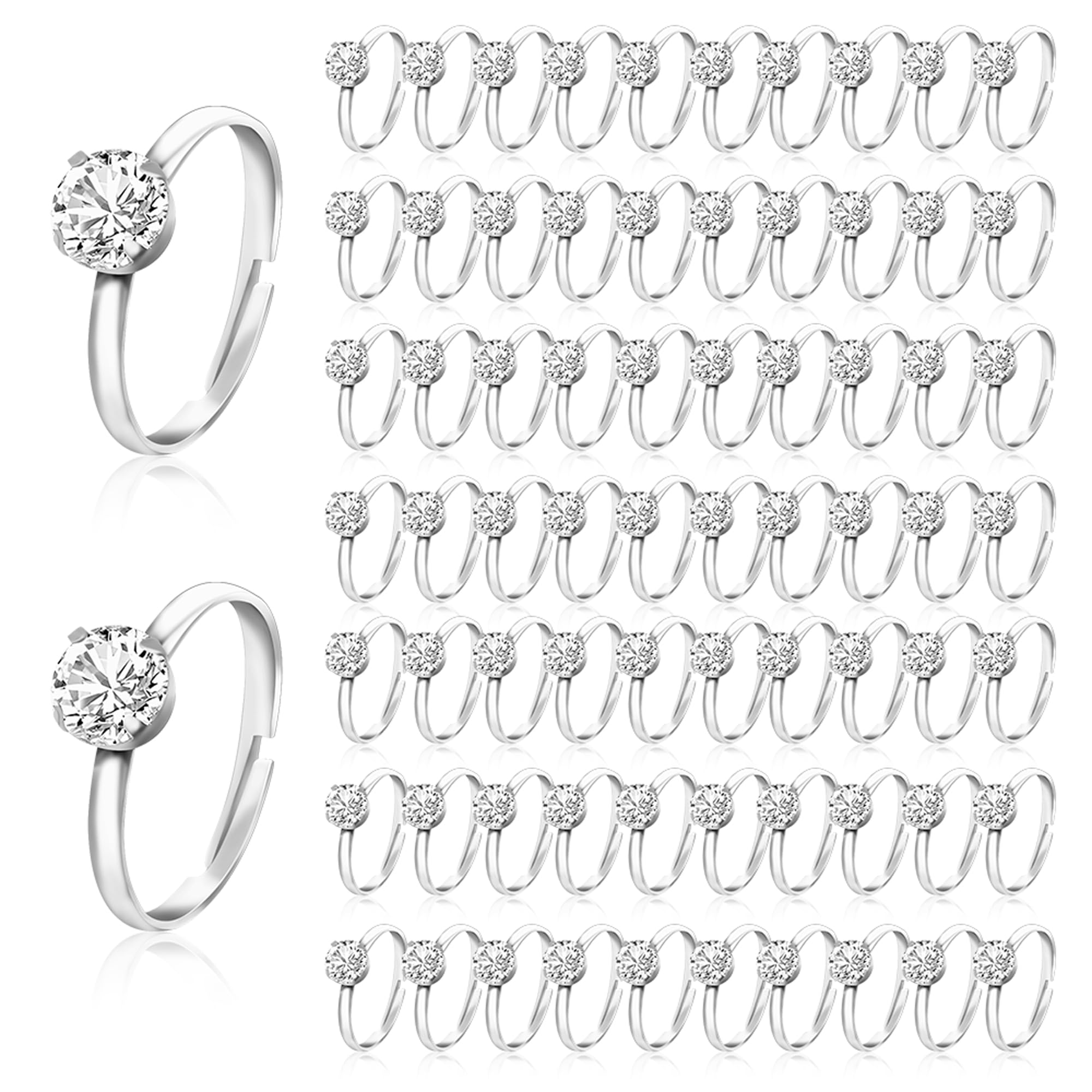 Photo 1 of *Missing Parts*
Wedding Rings for Women Bridal Shower Decorations Adjustable Silver Engagement Ring Game Bridal Shower Cupcake Ring Bachelorette Party Favors Plastic Fake Diamond Rings