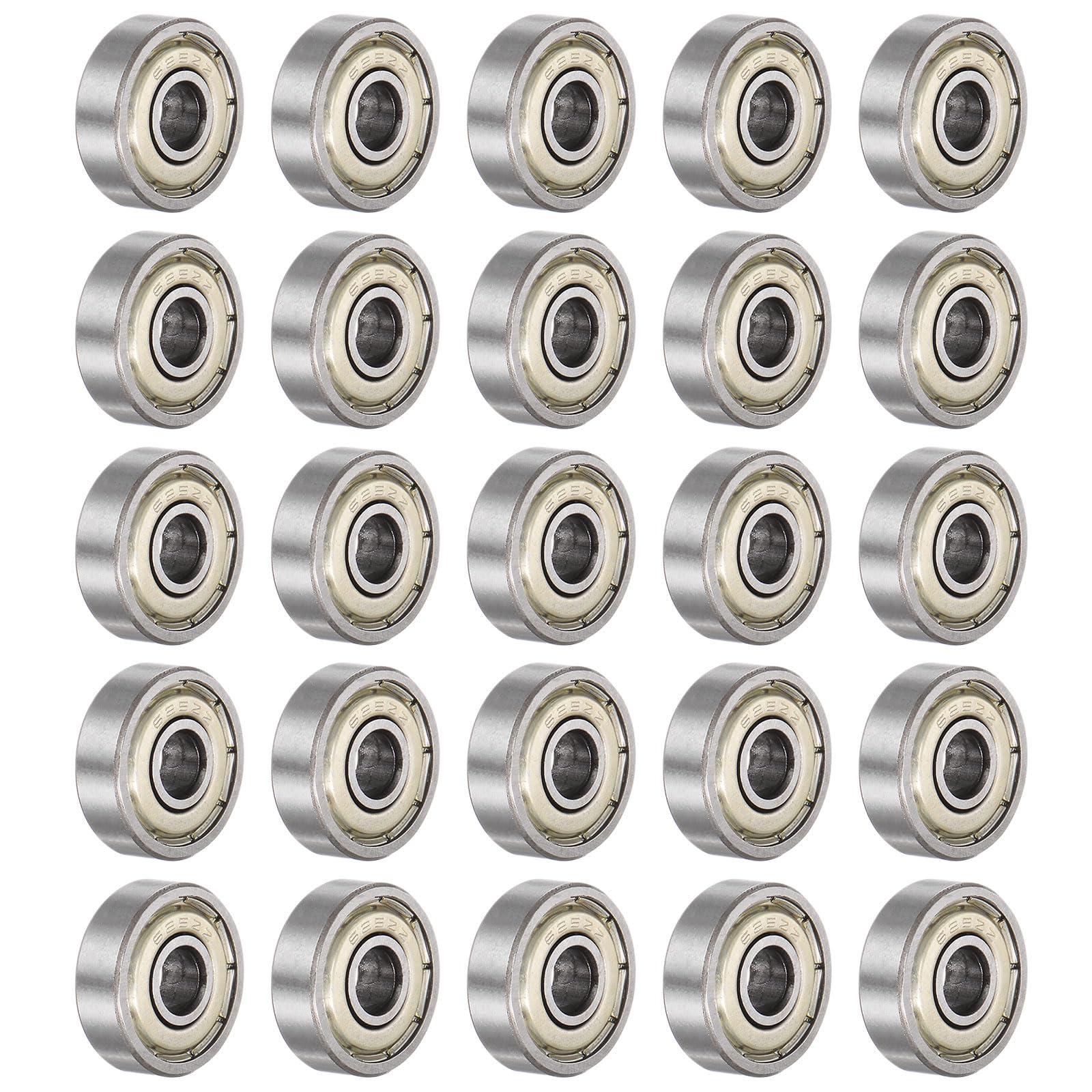 Photo 1 of uxcell 25pcs 625ZZ Deep Groove Ball Bearings 5mm Bore 16mm OD 5mm Thick Carbon Steel Double Shielded ABEC3 Z1 Bearing for Motors