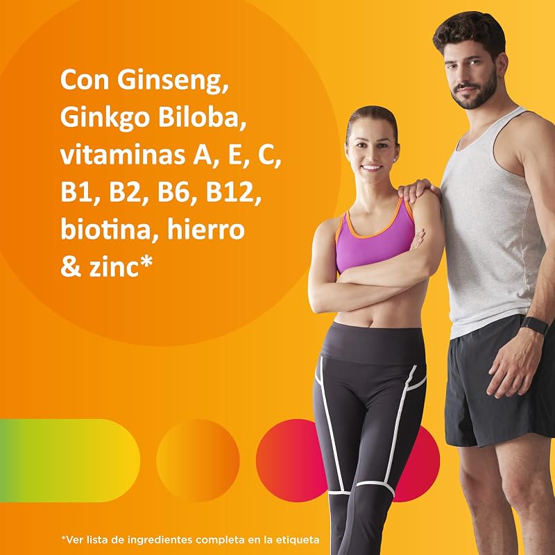 Multicentrum plus suplemento alimentar multivitamínico e multimineral com ginseng e ginkgo biloba para adultos, sem glúten, 30 comprimidos