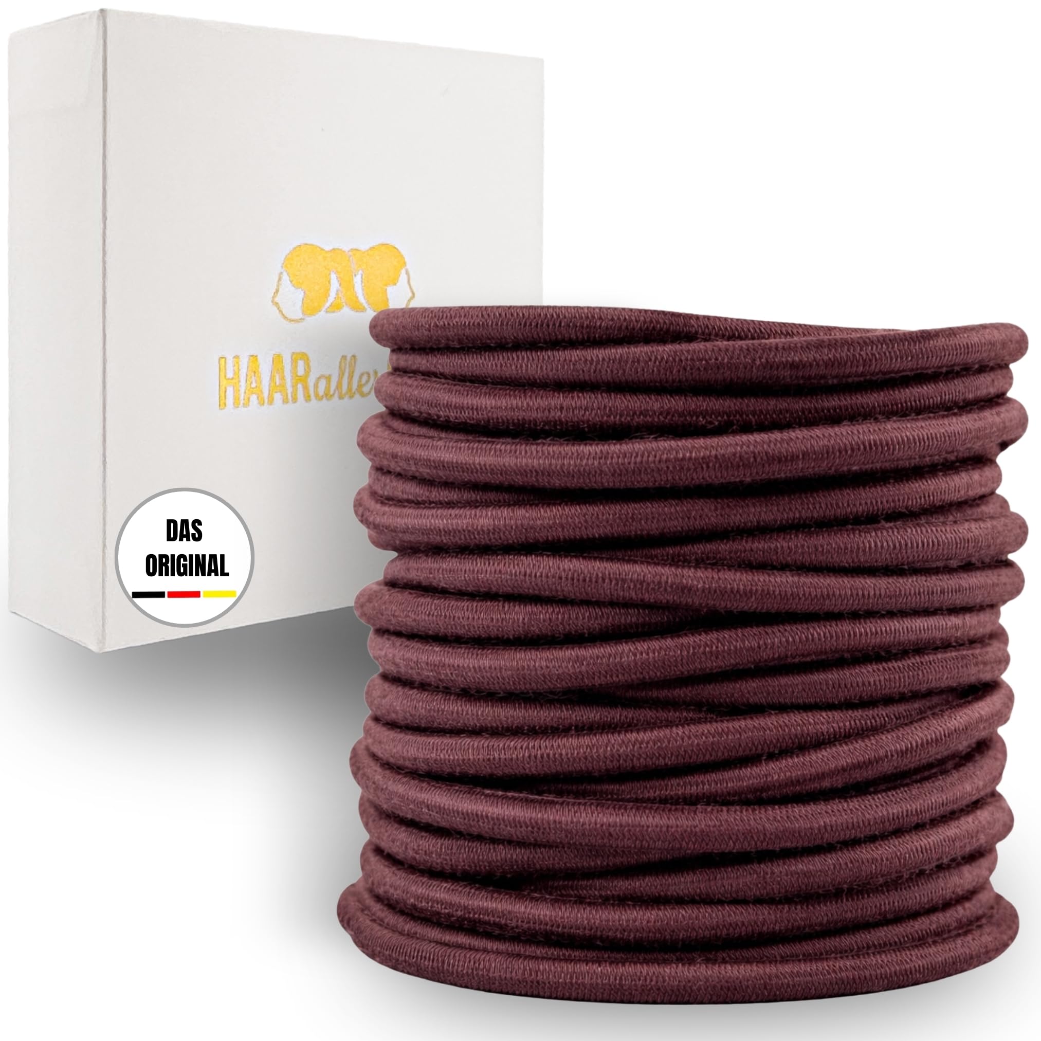 Haarallerliebst Women's Hair Scrunchies Medium Brown for Brown Hair (Pack of 20, 4.5 mm Thick), Thick Hair Bobbles Seamless for Braid & Bun - Hair Bobbles for Women, Braid Elastic, Hair Ties