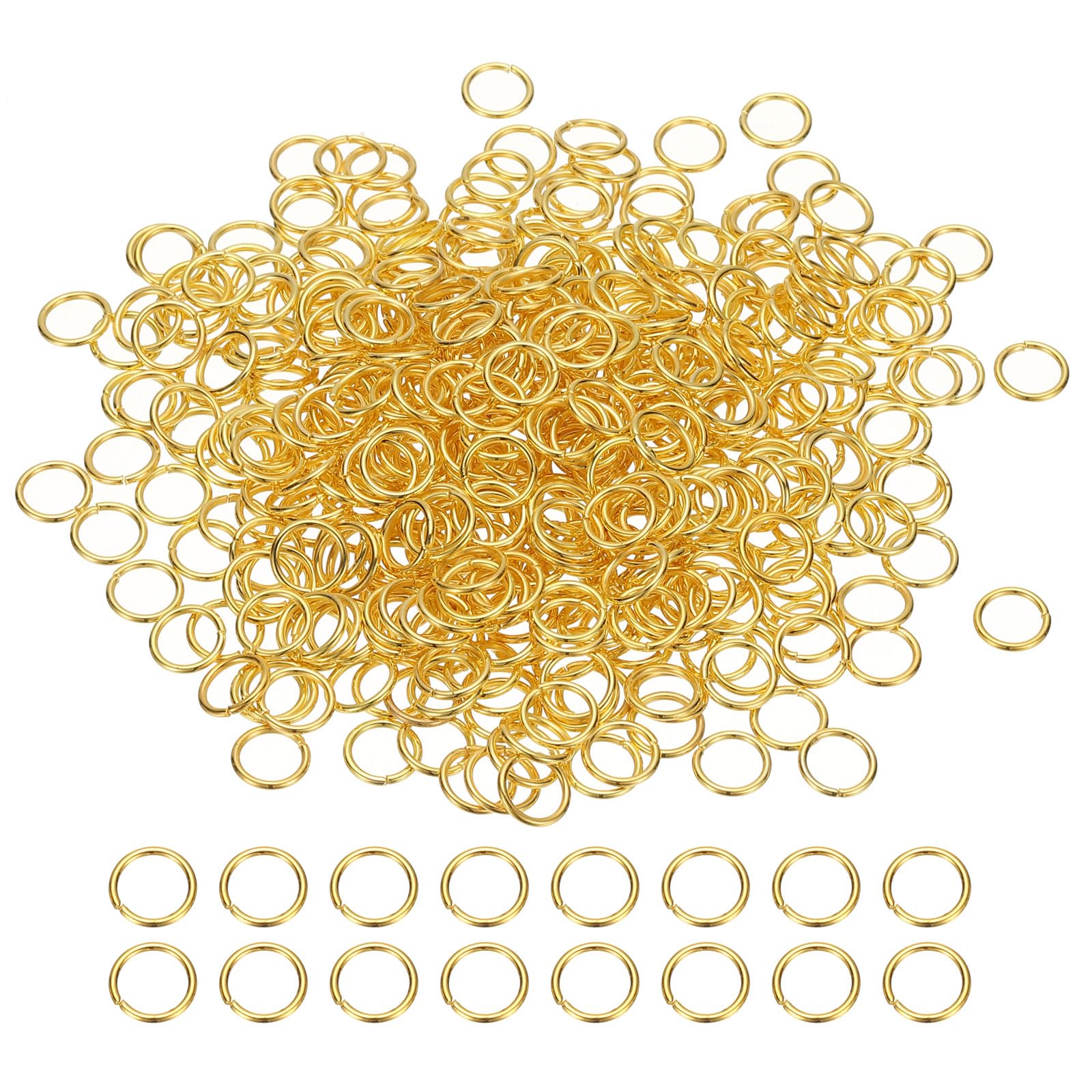 PATIKIL Open Jump Rings, 2000 Pcs 8mm Round Ring Charm Loops Connector for Jewelry Making Supplies DIY Craft Keychains Necklaces Earrings, Gold Tone