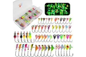 MUUNN Ice Fishing Jigs Kit, 36/60/100pcs Micro Jig Heads Lures Hook Set for Winter Ice Jigging, Panfish, Perch, Trout, Bluegill, Walleye, Crappie Ice Fishing Lures Hooks Set with Storage Box