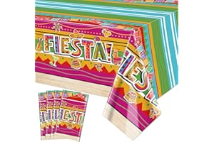 Hegbolke 4Pcs Mexican Tablecloths, Fiesta Tablecloth, Rectangular Cinco De Mayo Party Table Covers for Taco Night Birthday Mexican Fiesta Party Decorations, 86 x 51 Inch