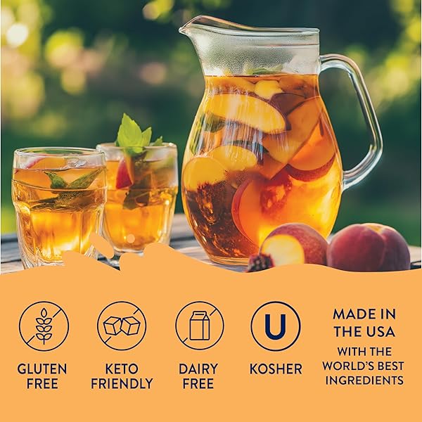 JORDAN’S SKINNY MIXES SUGAR FREE SYRUP, PEACH TEA FLAVOR, FLAVORED WATER ENHANCER, DRINK MIX FOR ICE TEA, LEMONADE & MORE, ZERO CALORIE FLAVORING, KETO FRIENDLY, 25.4 FL OZ, 1 PACK