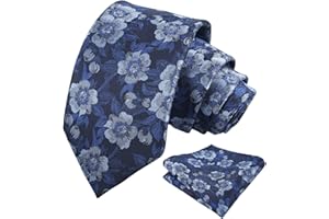 Alizeal Mens Vintage Camellia Floral Tie Set with Pocket Square in Subdued Tones for an Elegant Wedding and Romantic Date