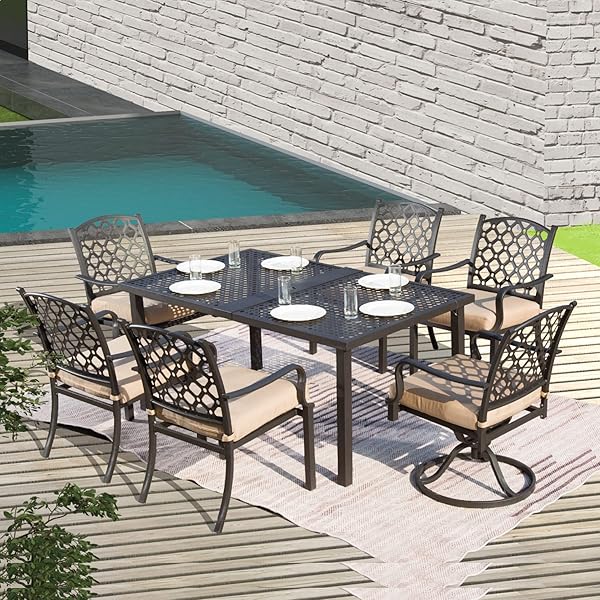 Hampton Bay Laurel Oaks 7Piece Black Steel Outdoor Patio, 50 OFF