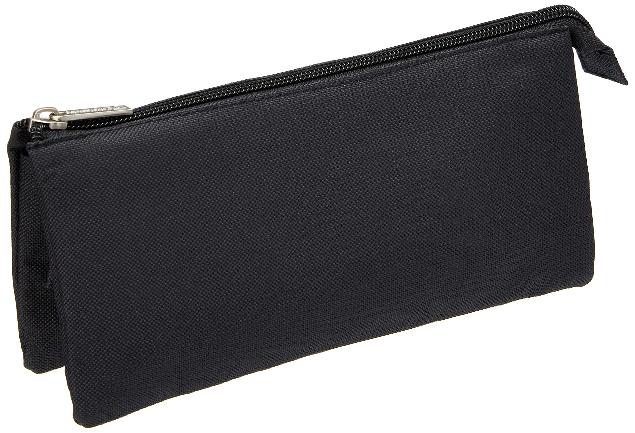 Clairefontaine 8490C - One Flat School Pencil Case 3 compartments with Zipper- Dimensions: 22x2x10 cm - Black Colour - Practical - Spacious - Organisational