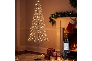 JYOIAT 4.9 FT Christmas Outdoor Artificial Tree with Lights - 216 LED Pre Lit Christmas Decoration Tree Lights with Timer,Includes 27 LED Flashing Bulb,for Holiday Displays (Warm White)