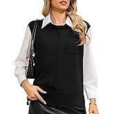 Totatuit Women's Crew Neck Sleeveless Sweater Vest with Pockets 2025 Trendy Ribbed Knit Casual Pullover Tank Tops S-XXL