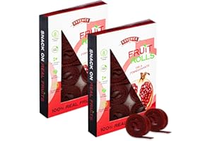 ESSENCE '97 Fruit Roll Ups Healthy Snacks for Kids and Adults Vegan non-GMO no Added Sugar Natural Pomegranate Fruit Strips for School and Lunch [16 Count]