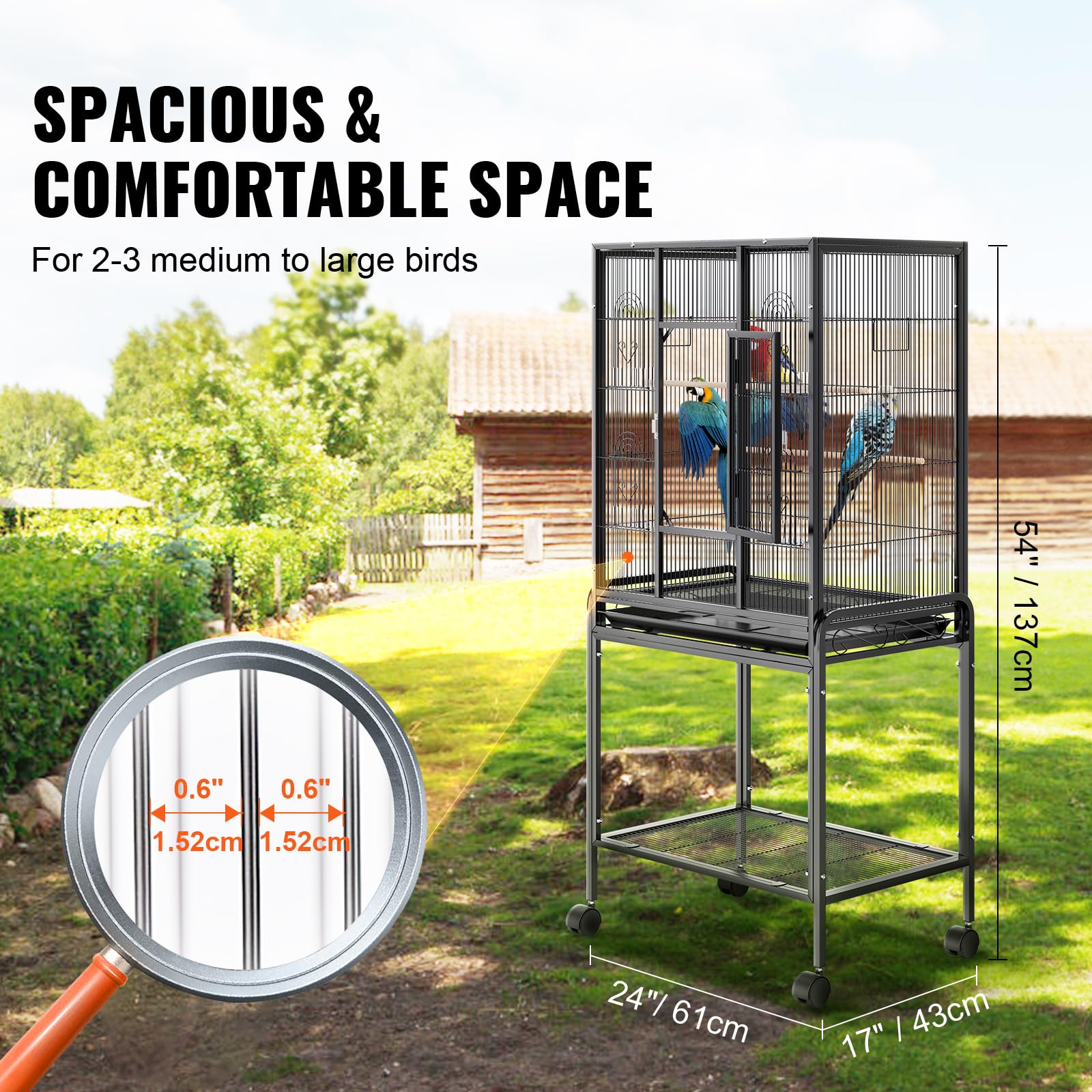 Mua VEVOR 54 Inch Standing Large Bird Cage, Wrought Iron Flight Bird ...