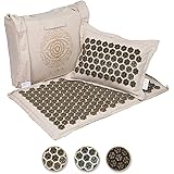 Ajna Acupressure Mat and Pillow Set - Natural Organic Linen Cotton Acupuncture Mat & Bag - Back Pain Relief, Neck Pain…