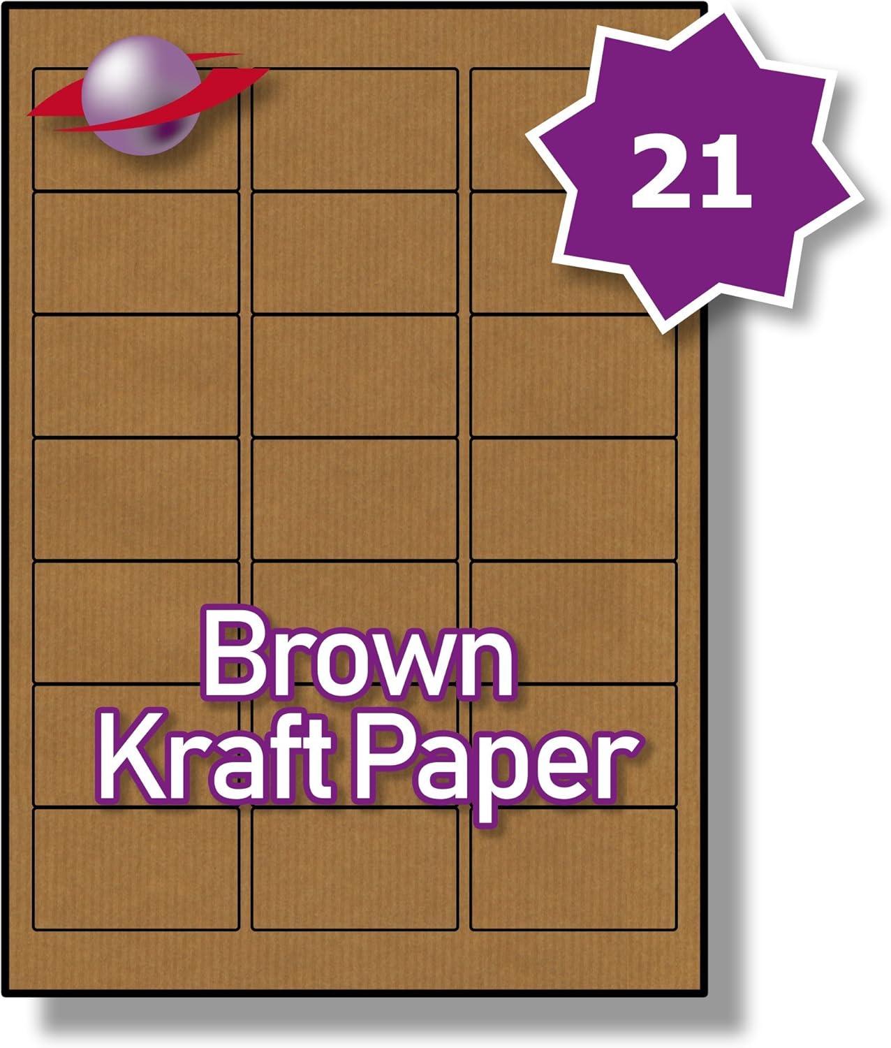 21 Per Sheet, 5 Sheets (105 BROWN KRAFT Labels). Label Brown