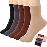 HUGSWEET Thin Soft Cotton Crew Socks for Women Ankle above Bootie Socks Gifts for Women 5-10 Pairs