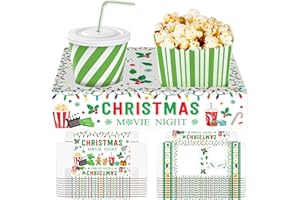 Dunzoom 20 Pcs Christmas Movie Night Supplies Movie Night Paper Snack Trays Popcorn Candy Holder Theater Snack Boxes Cardboard Holder Food Trays for Party