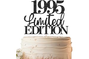 EONNCNT Limited EDITION 1995 Cake Topper - Black Glitter Happy 30th Birthday Party Cake Decoration Supplies, Cheer to 30 Years Cake Bunting Decor for 30th Birthday Party Photo Booth Props