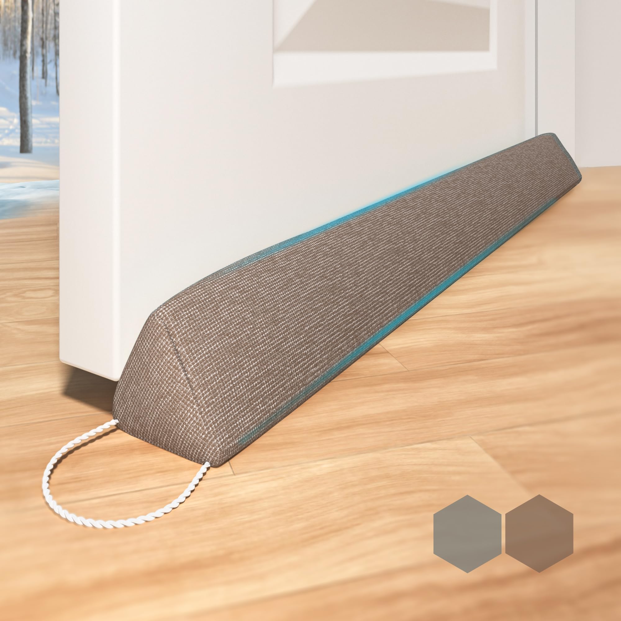 HIZH Heavy Under Door Draft Excluder,35.4" Door Draft Stopper,Suitable For Doors And Windows,Increased Sound Insulation And Windproof,With Pull Ring For Easy Storage,Brown
