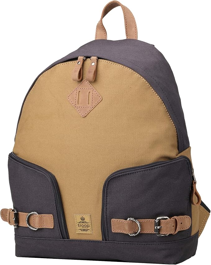 Troop London Heritage Canvas Leather Backpack, Canvas Leather Smart Casual Daypack