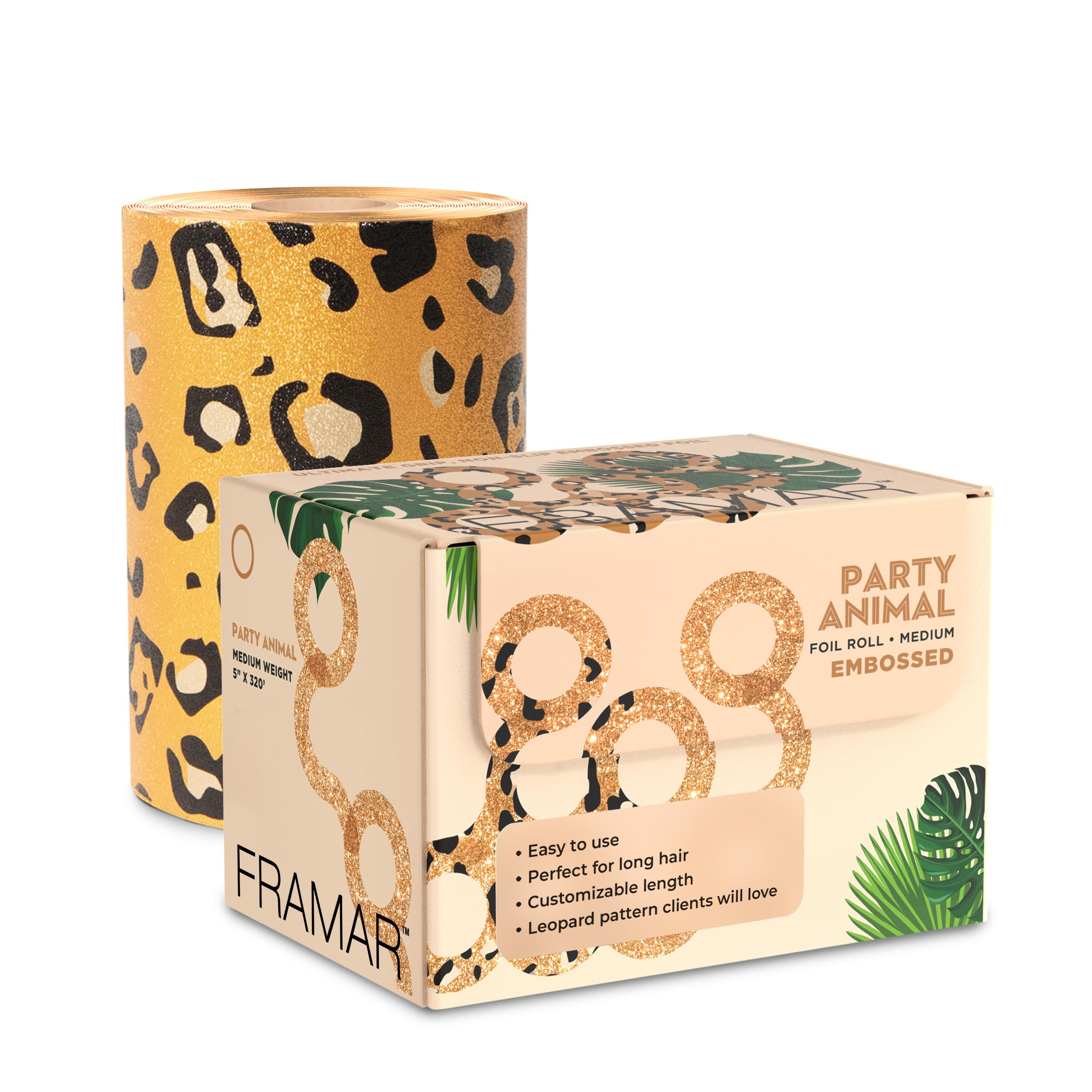 Framar Leopard Embossed Hair Foil, Hair Foils for Highlighting, Foils for Highlights, Hairdressing Foil for Hair Highlights, Highlighting Foil, Framar Foil Sheets, Hair Foils for Colouring – 320F