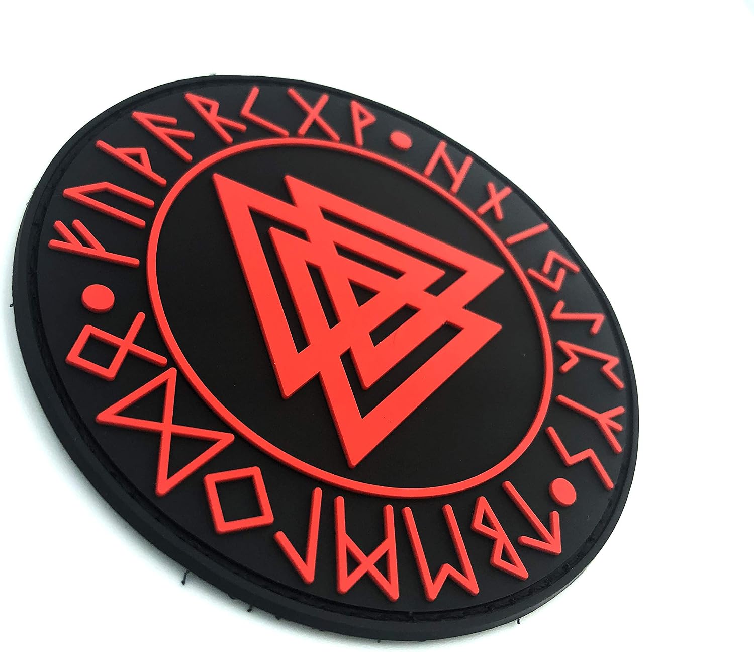 Valknut Knot Of The Slain Viking Red PVC Airsoft Paintball Patch - Image 4