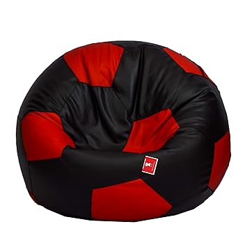 Comfy Bean Bags Football XXXL Bean Bag Filled with Beans Filler (Black and Red)