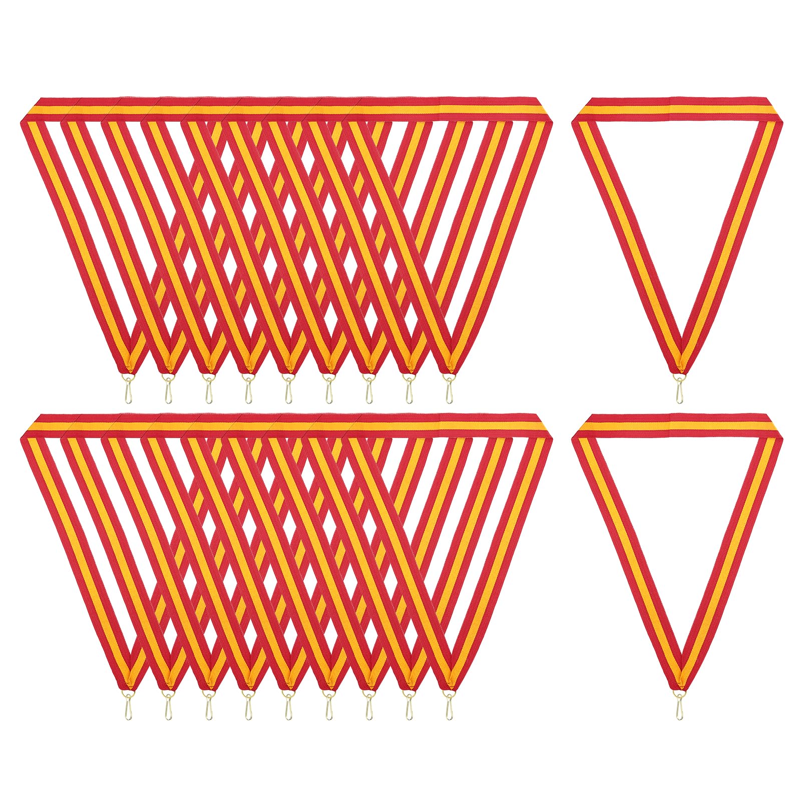 PATIKIL Award Neck Ribbons with Snap Clips, 30 Pcs Polyester Striped Medal Lanyards Ribbon for Competitions Sports Meetings Sports Party, Red Yellow