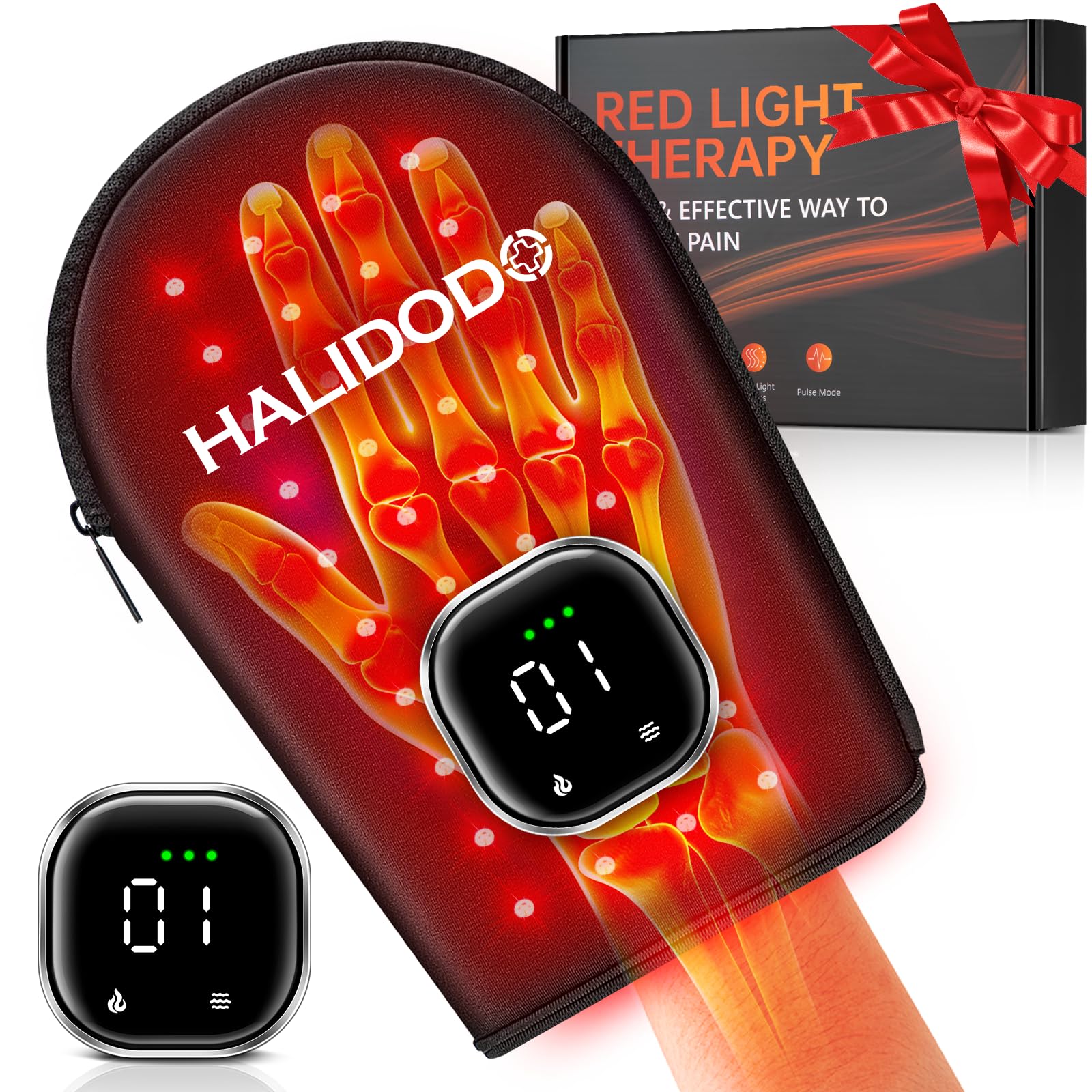 Photo 1 of Cordless Red Light Therapy Glove for Hand Wrist, 660nm & 850nm Near Infrared Light Therapy Glove with Dual-Sided 80LEDs, Auto-Off Timer, Suitable for Hand Fingers Joint Relief Wrinkles