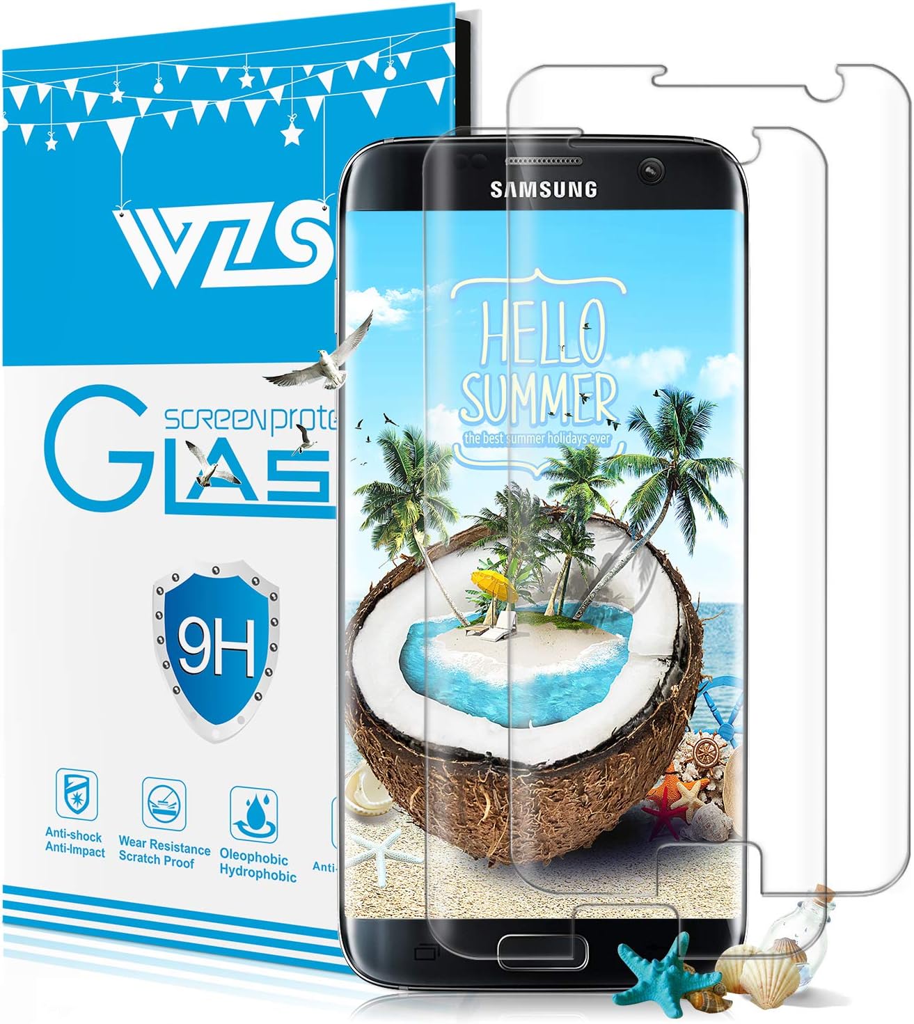 ONSON Galaxy S7 Edge Screen Protector, [2 Pack] Samsung Galaxy S7 Edge Tempered Glass 3D Screen Protector, 9H Hardness, Bubble Free, Anti-Fingerprint HD Screen Protector Film