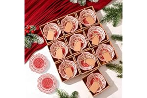 SiliFine 12 Pcs Christmas Favors for Guests Small Ceramic Bowl Bulk Gifts Set 3.3 Inch Christmas Snowflake and Elk Design Mini Dipping Bowl Sauce Dish with Cards Box for Xmas Party Favors Supplies