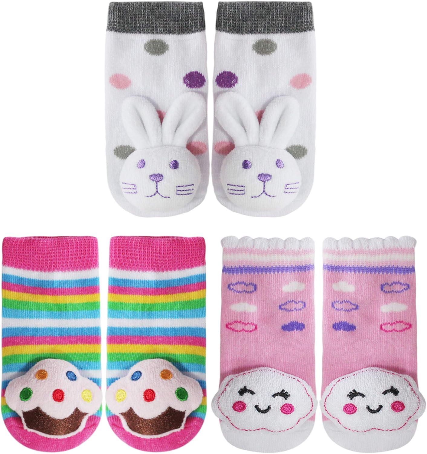 PUPPET Baby Girl Rattle Socks, Cotton 