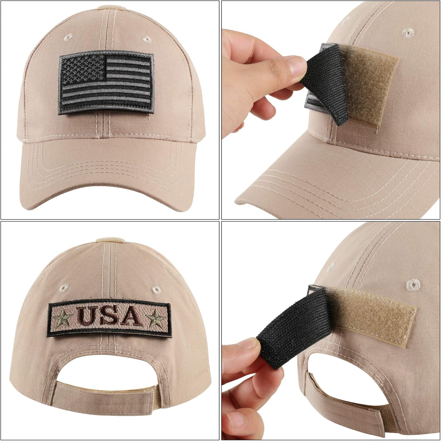 FRTKK Military Patch Hat, Operator Cap, Tactical Army Hats for Men (Khaki): Clothing
