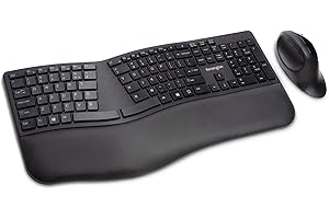 Kensington Pro Fit Ergonomic Wireless Keyboard and Mouse, Low Profile, Silent and Spill-Proof Keys, Bluetooth & USB Connectio