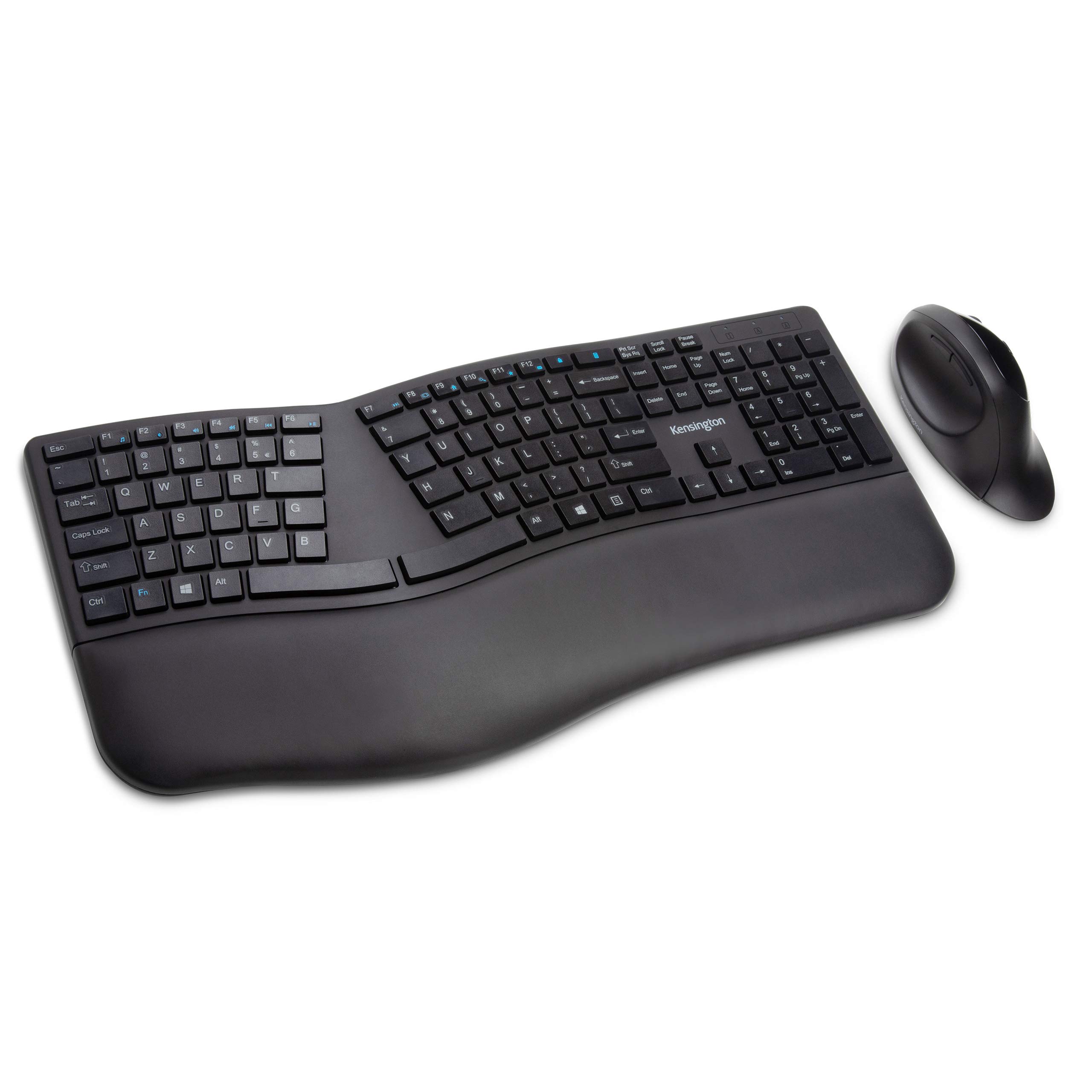 Kensington Wireless Ergonomic Keyboard & Mouse Set - Pro Fit Ergo Wireless Set, Natural Split Keyboard with US Layout, Ergo Mouse, Dual Mode 2.4 GHz & Bluetooth - Chrome OS, macOS, Windows (K75406WW)