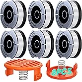 YWTESCH 8 Pack Weed Eater String Fit for Black and Decker Weed Wacker | 180ft 0.065" Automatic Feed Trimmer Line, AF-100 Replacement Spool Compatible with Black+Decker (6 Spool,2 Cap,2 Spring)
