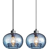 CASAMOTION Pendant Lighs Kitchen Island Hand Blown Glass Marble Blue Color Modern Rustic Style Ceiling Hanging Light Fixtures