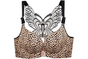 ABOUTYES Women's Sexy Leopard Print Bra Sexy Full Coverage Push Up Bra Strappy Comfortable Wireless Seamless Bralettes