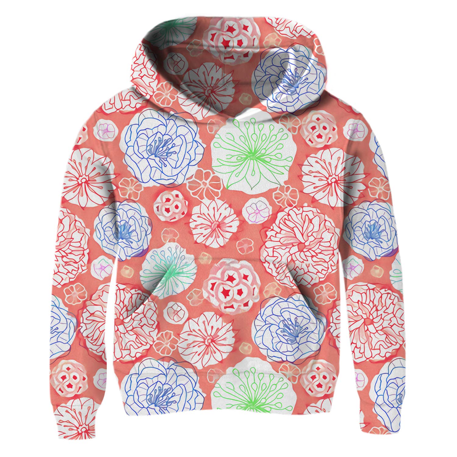BFUSTYLE Little Girl Preschooler Floral Lightweight Hoodie Go to School Fit Hooded Sweatshirt Coral Red 6t