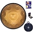 AS TEMAN HANDPAN, Handpan drum instrument in D Minor 9 Notes 22 inches Steel Hand Drum with Soft Hand Pan Bag, 2 handpan mallet,Handpan Stand,dust-free cloth,gold