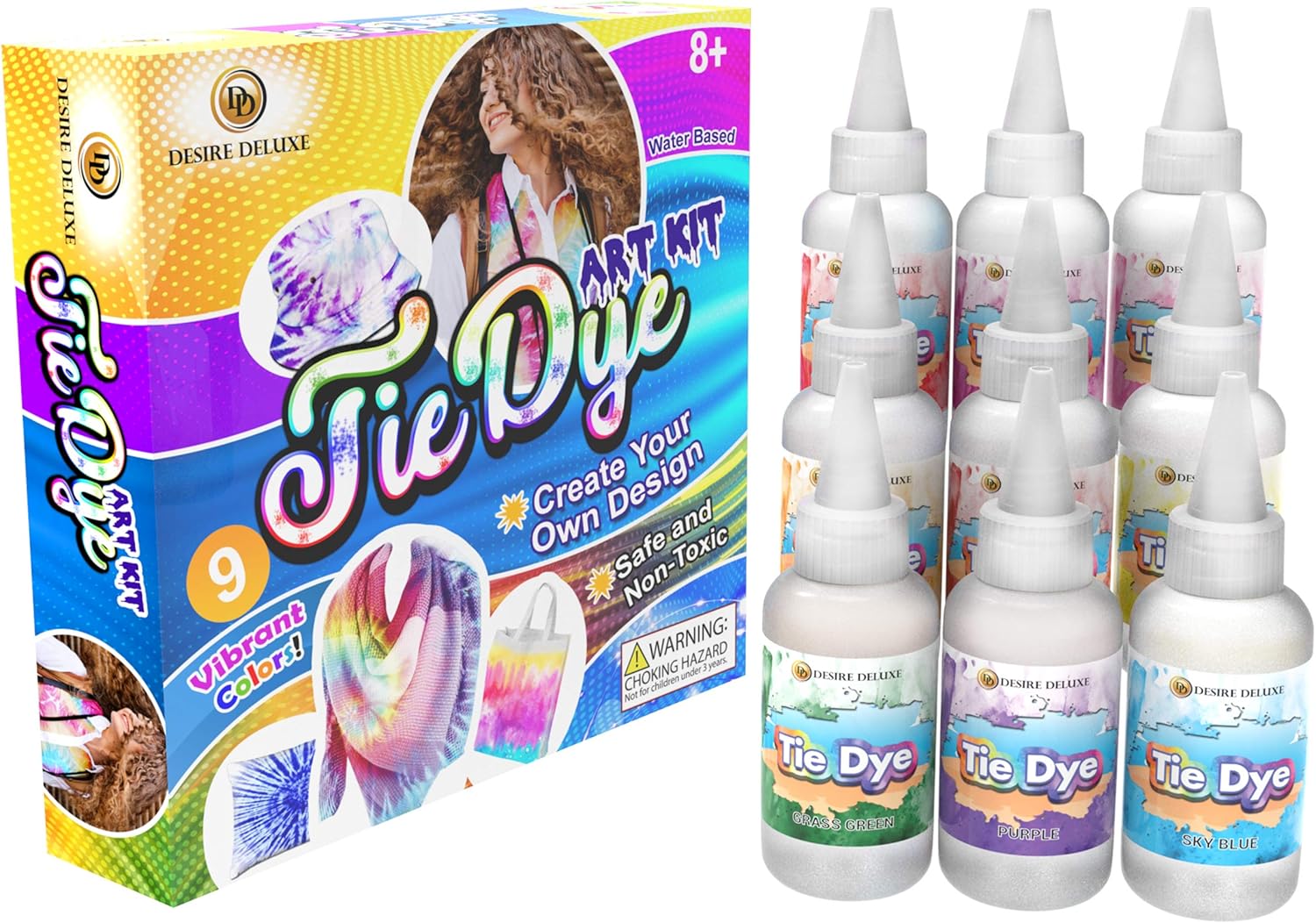 Desire Deluxe Tie Dye Kit, Toy Set of Paint Colours Ink for Dyeing Fabric Clothes