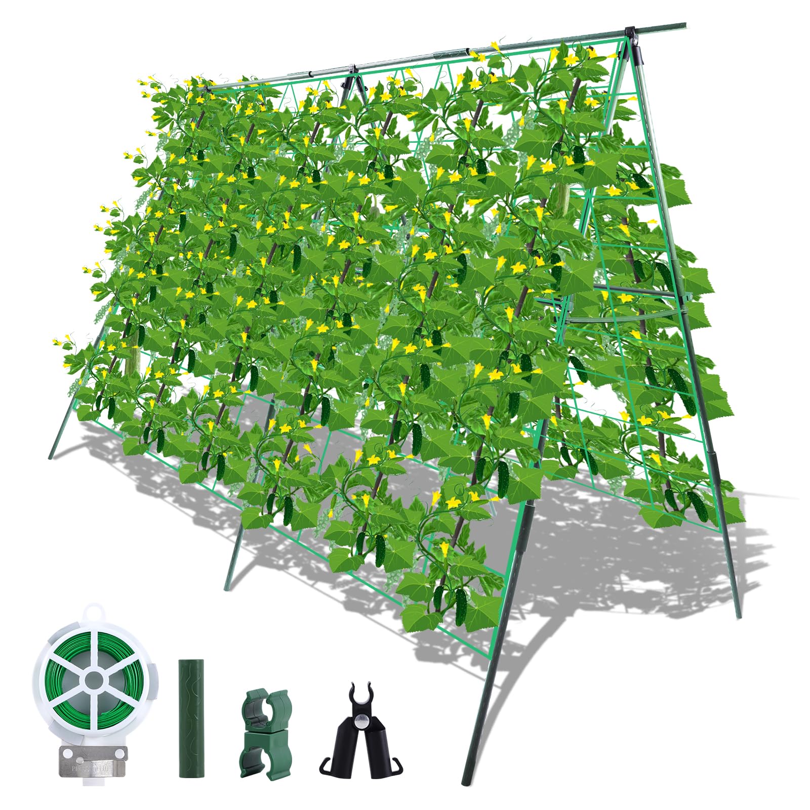 SZMDLX Cucumber Trellis,65×48in Large Cucumber Support Frames,A-Frame Plant Support Trellis, DIY Adjustable Plant Support Frame for Climbing Plants Vegetables, Flowers, Fruit Grow ﻿