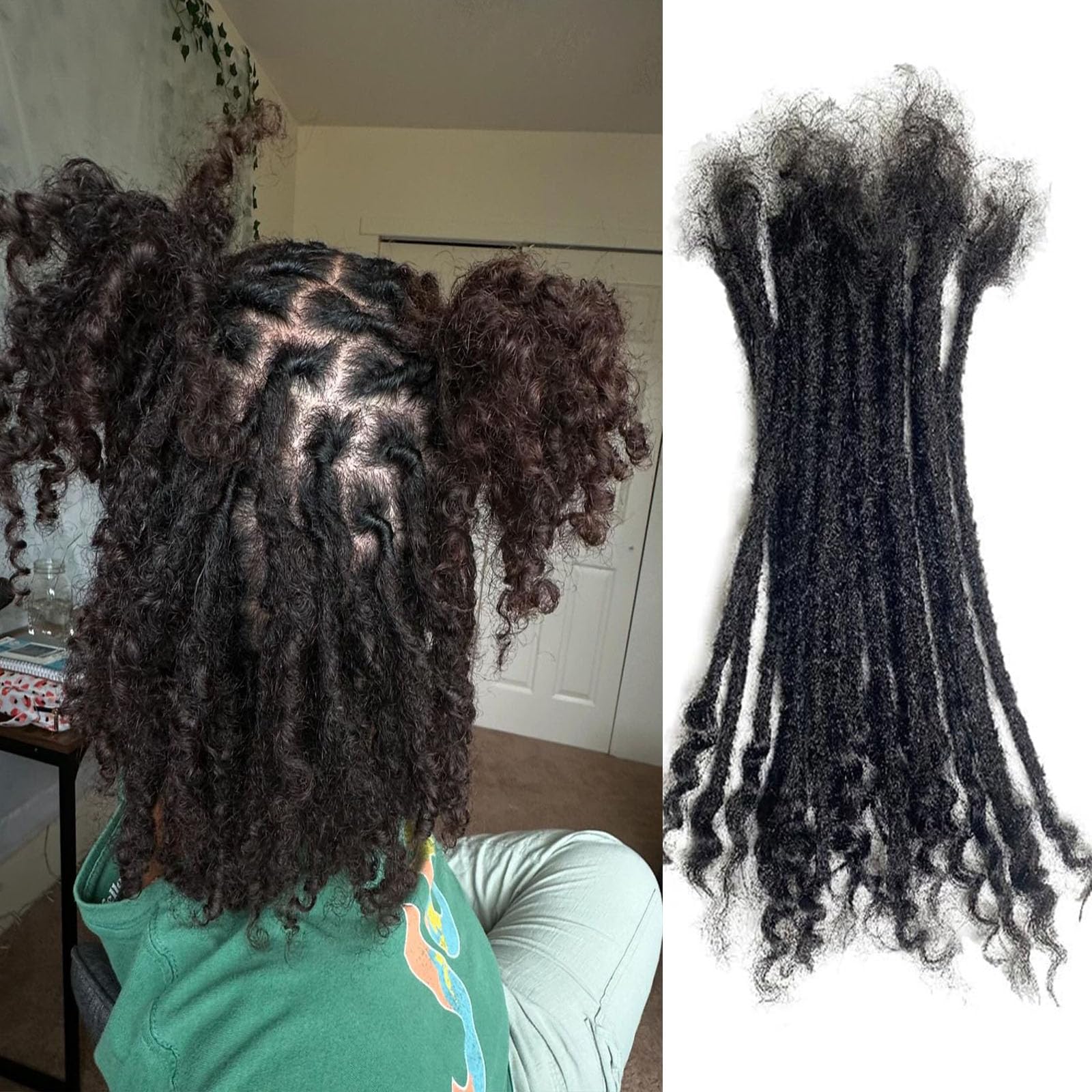 Photo 1 of 0.4cm Width Dreadlock Extensions 12 inch 30 Strands 100% Permanent Loc Extensions Human Hair with Curly Ends Natural Black Curly Locs Human Hair Can Be Dyed Bleached(12inch-30strands)