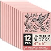 Bobblebro 12 PCS 4"x6" Soft Linoleum Blocks for Printmaking &amp; Stamp Making | Rubber Linocut Block for Stamp Carving, Relief Printing, Handcraft DIY, Journal Decoration and Daily Artistic Practice