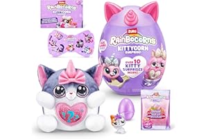 Rainbocorns Kittycorn Surprise Series 2 (American Shorthair) by ZURU, Collectible Plush Stuffed Animal, Surprise Egg, Sticker Pack, Slime, Ages 3+ for Girls, Children