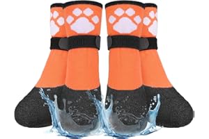 BEAUTYZOO Anti Slip Dog Socks Boots, Dog Shoes for Hot/Cold Pavement Snow Rain Days,Waterproof Grip Dog Booties Paw Protector for Hardwood Floor, Prevent Licking for Small Medium Large Senior Old Dogs