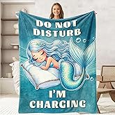 keepitcozi Mermaids Throw Blanket for Adult Kids, Mermaids Lovers Gifts Blanket Cute Animal Home Room Decor, Flannel Soft Blanket for Bed Couch 50"x60"